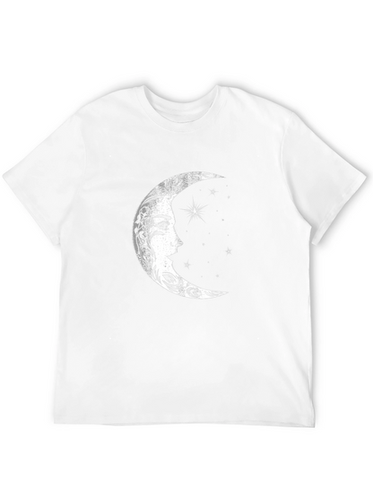 Celestial Moon Face Graphic Tee - Black