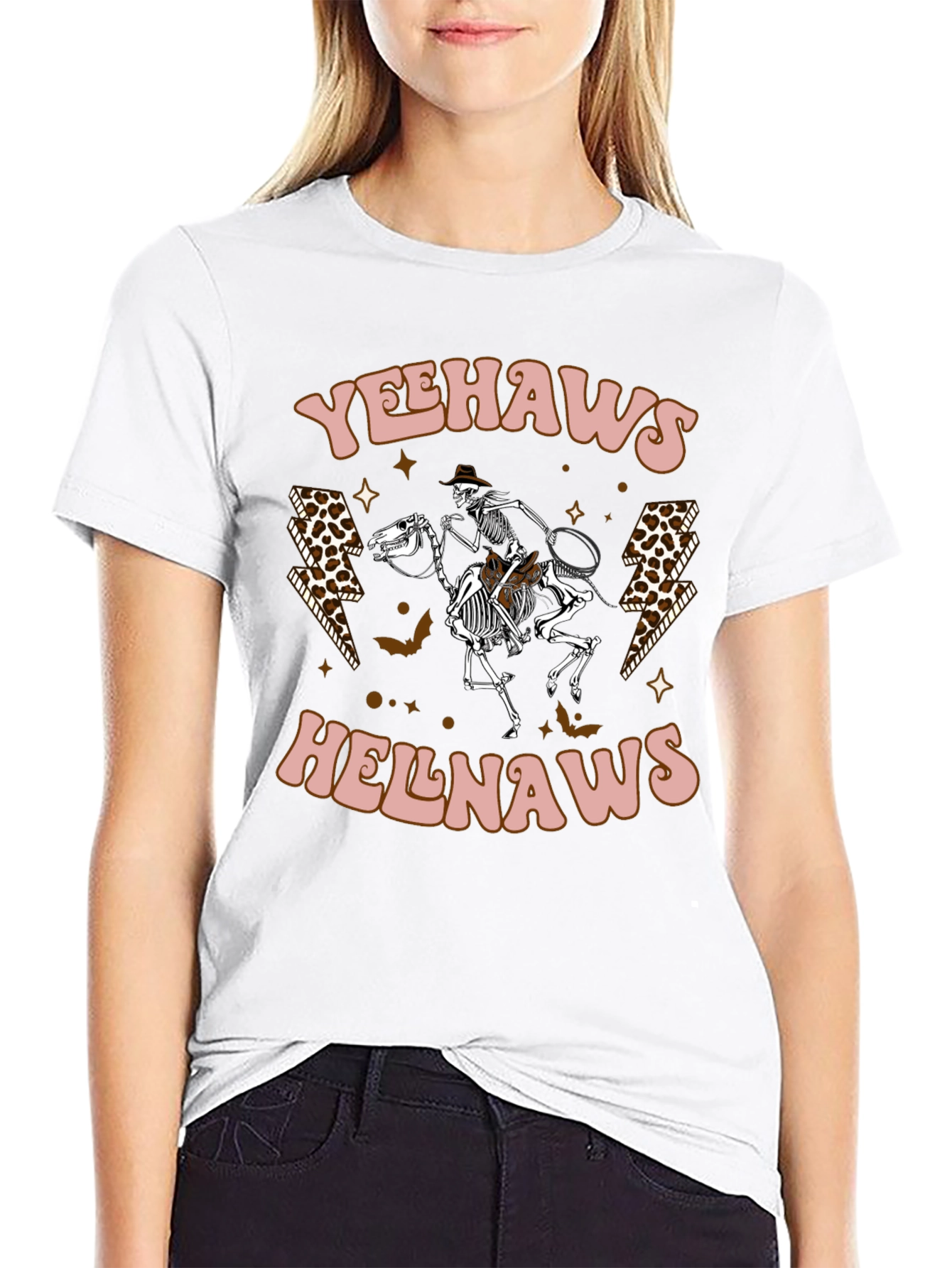 Yeehaws Helnaws Skeleton Cowboy Graphic Tee
