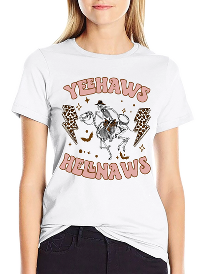Yeehaws Helnaws Skeleton Cowboy Graphic Tee