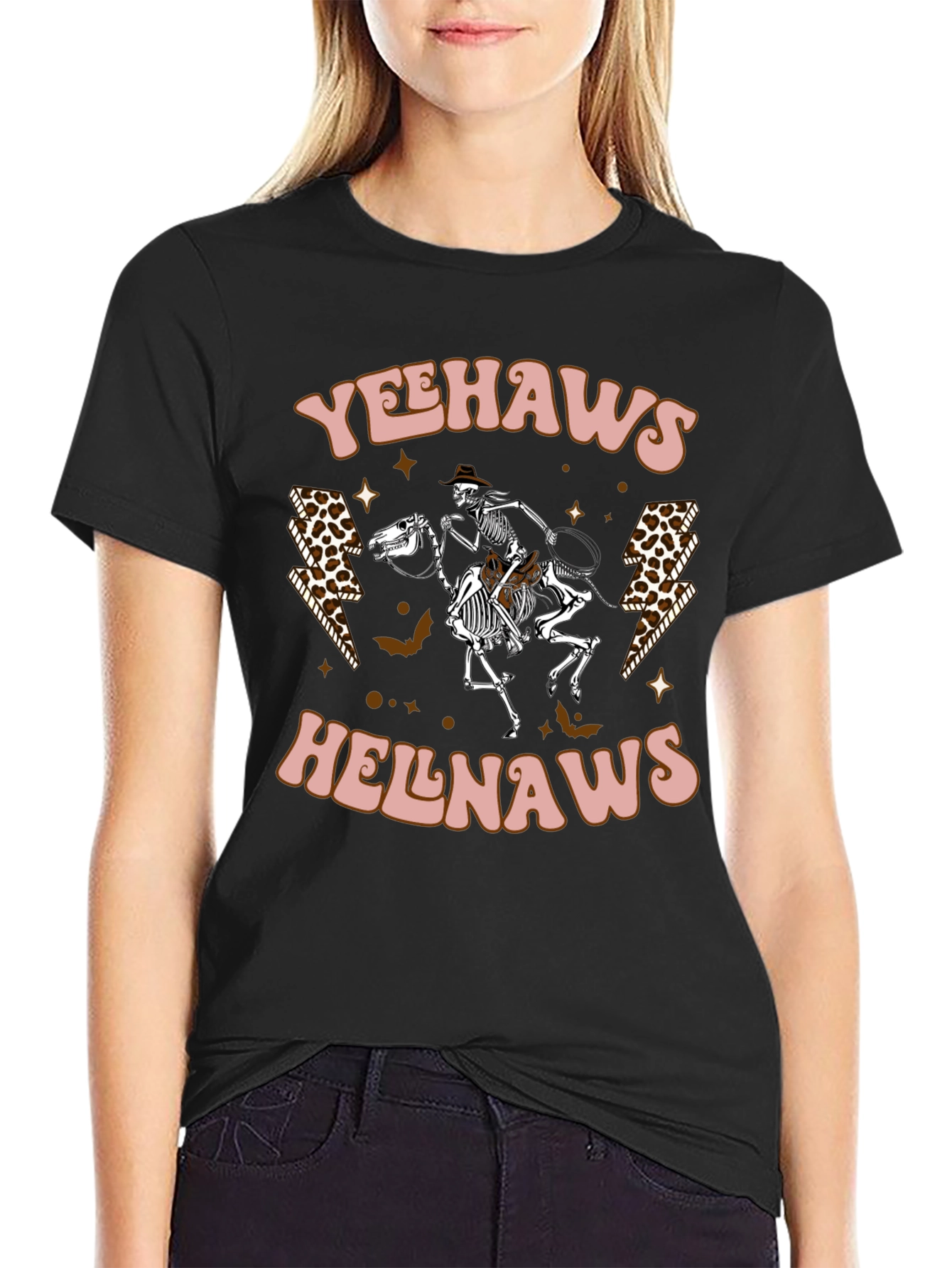 Yeehaws Helnaws Skeleton Cowboy Graphic Tee