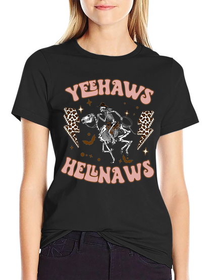 Yeehaws Helnaws Skeleton Cowboy Graphic Tee