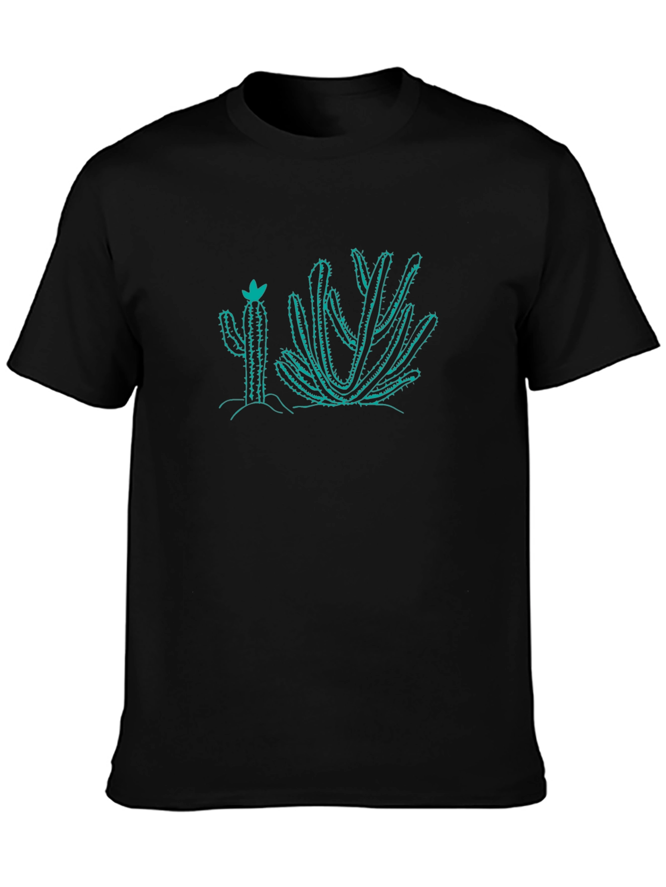 Cactus Graphic Tee - Black Cotton T-Shirt