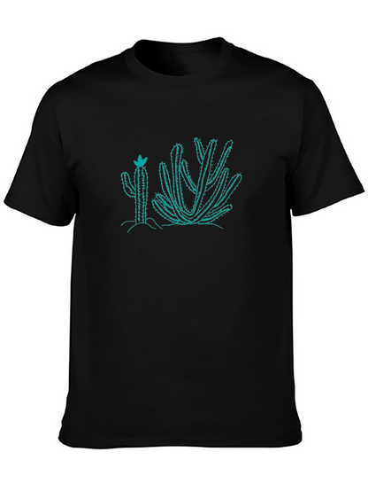 Cactus Graphic Tee - Black Cotton T-Shirt