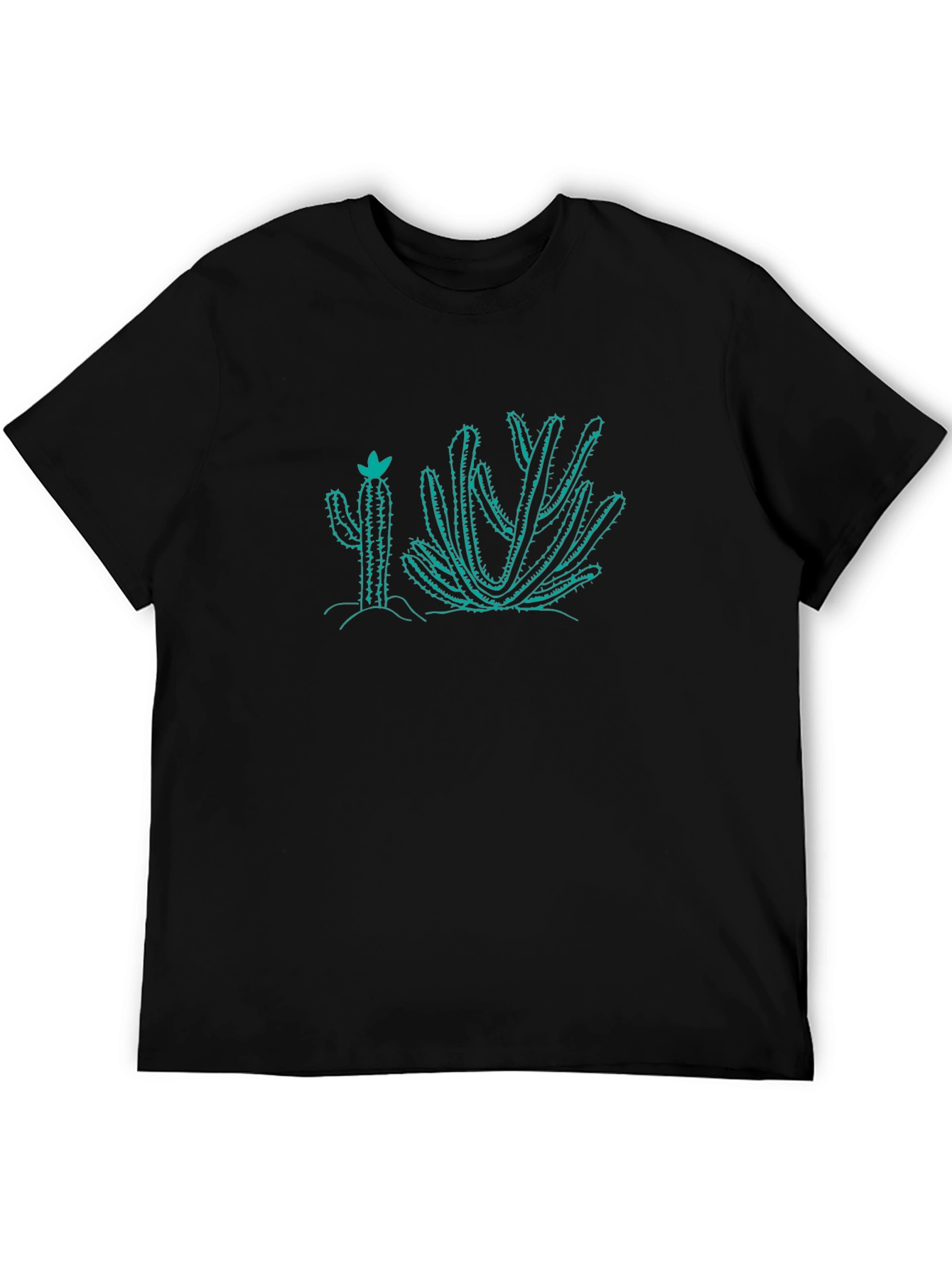 Cactus Graphic Tee - Black Cotton T-Shirt