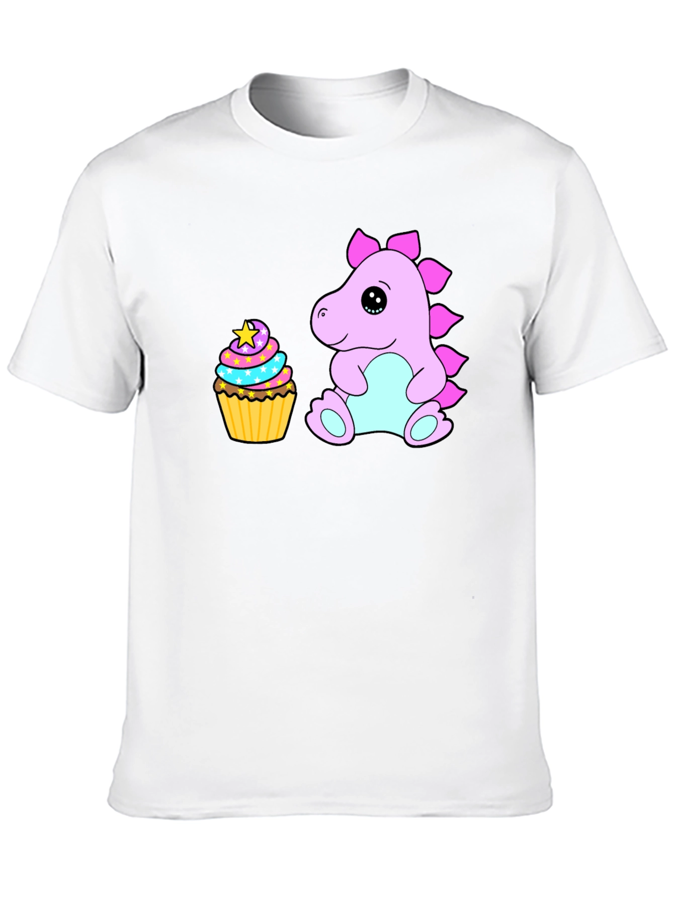 Cute Dino & Cupcake Black T-Shirt