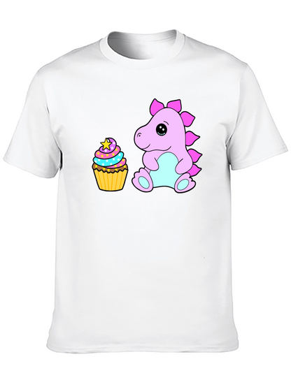Cute Dino & Cupcake Black T-Shirt