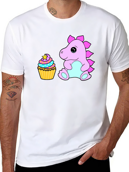 Cute Dino & Cupcake Black T-Shirt