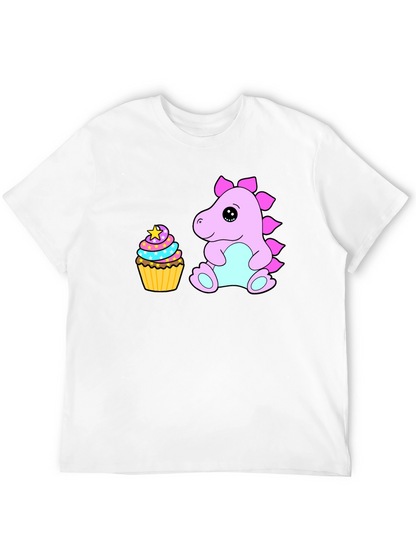 Cute Dino & Cupcake Black T-Shirt