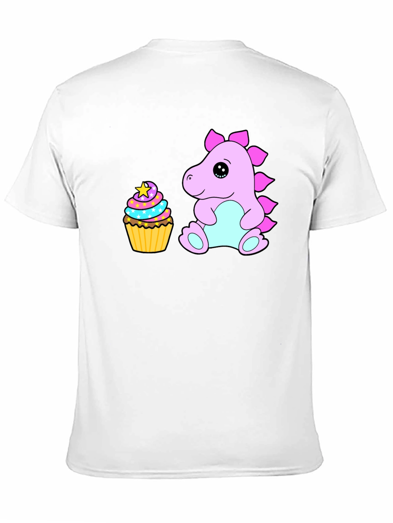 Cute Dino & Cupcake Black T-Shirt