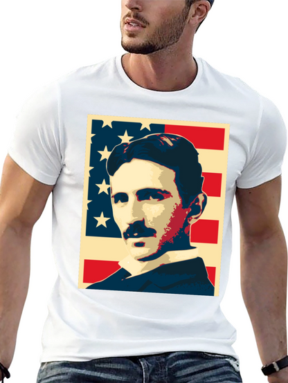 Nikola Tesla US Flag Graphic T-Shirt