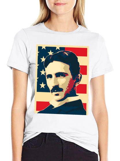 Nikola Tesla US Flag Graphic T-Shirt