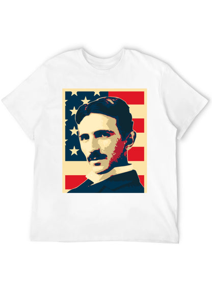 Nikola Tesla US Flag Graphic T-Shirt