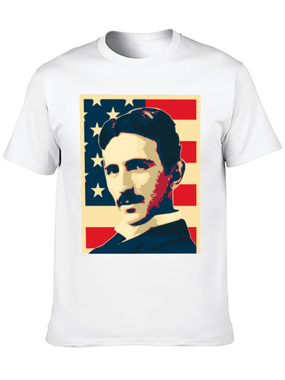 Nikola Tesla US Flag Graphic T-Shirt