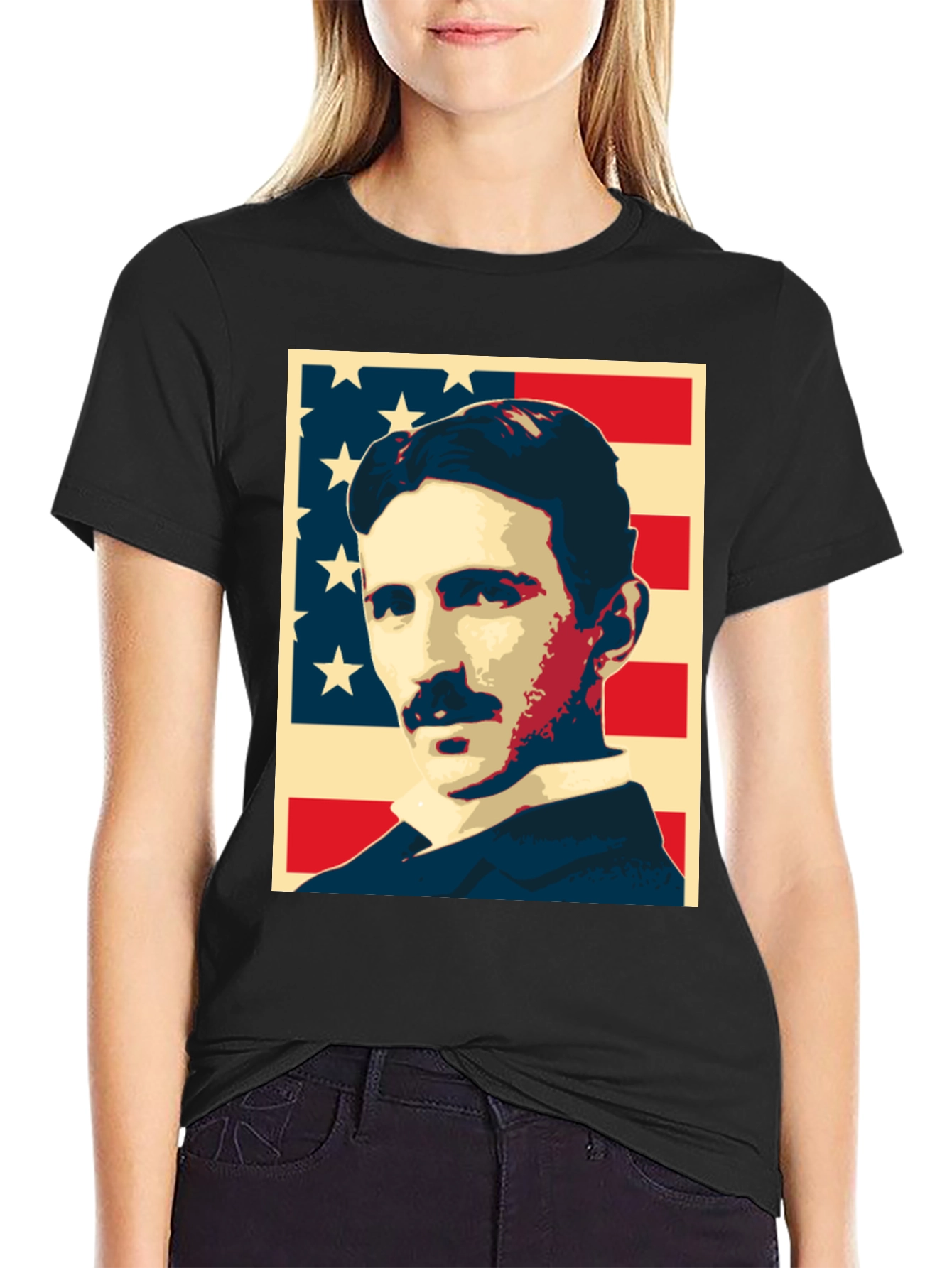 Nikola Tesla US Flag Graphic T-Shirt