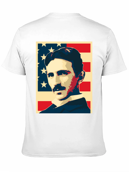 Nikola Tesla US Flag Graphic T-Shirt
