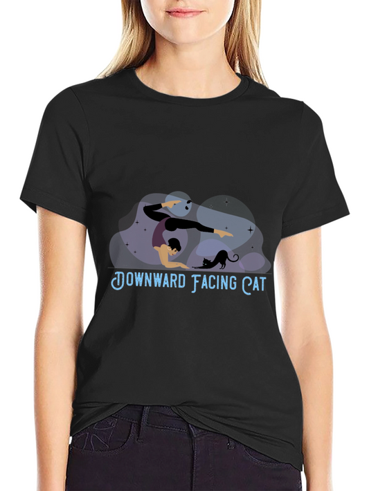 Downward Facing Cat T-Shirt - Yoga & Humor Tee