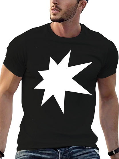 Starburst Graphic Tee - Black Cotton Casual T-Shirt
