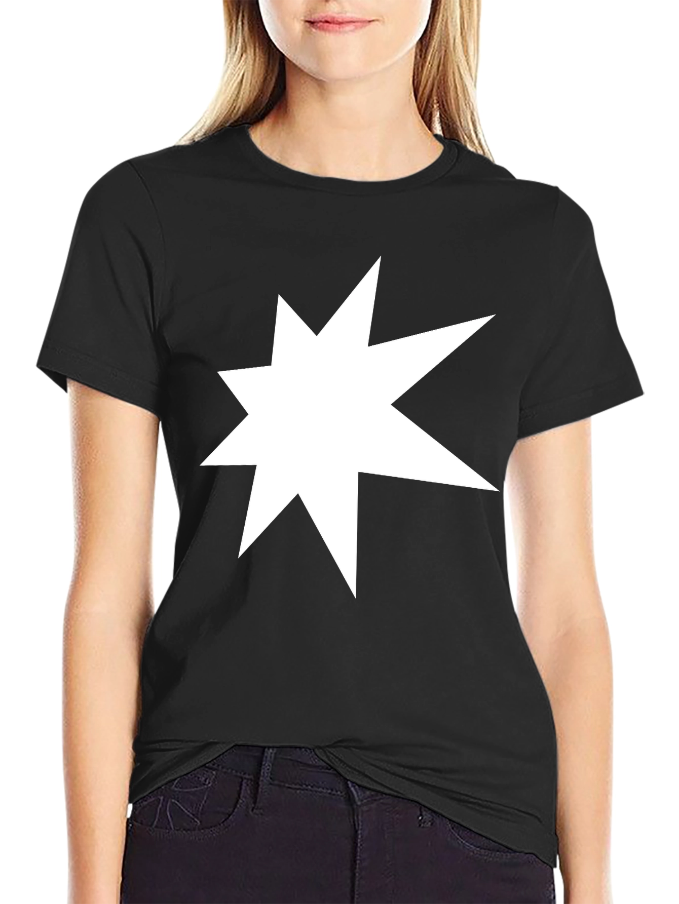 Starburst Graphic Tee - Black Cotton Casual T-Shirt