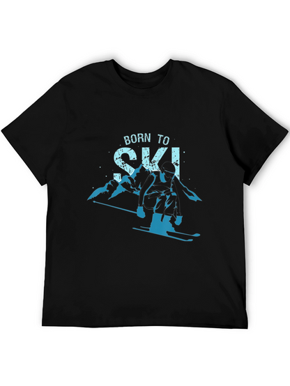 Born To Ski T-Shirt Mountain Graphic Tee