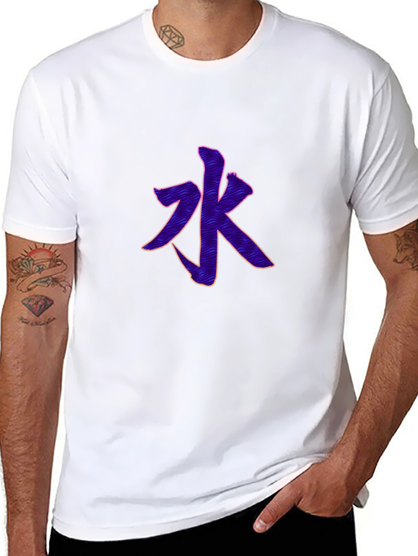 Mens Black T-Shirt with Water Character Design
