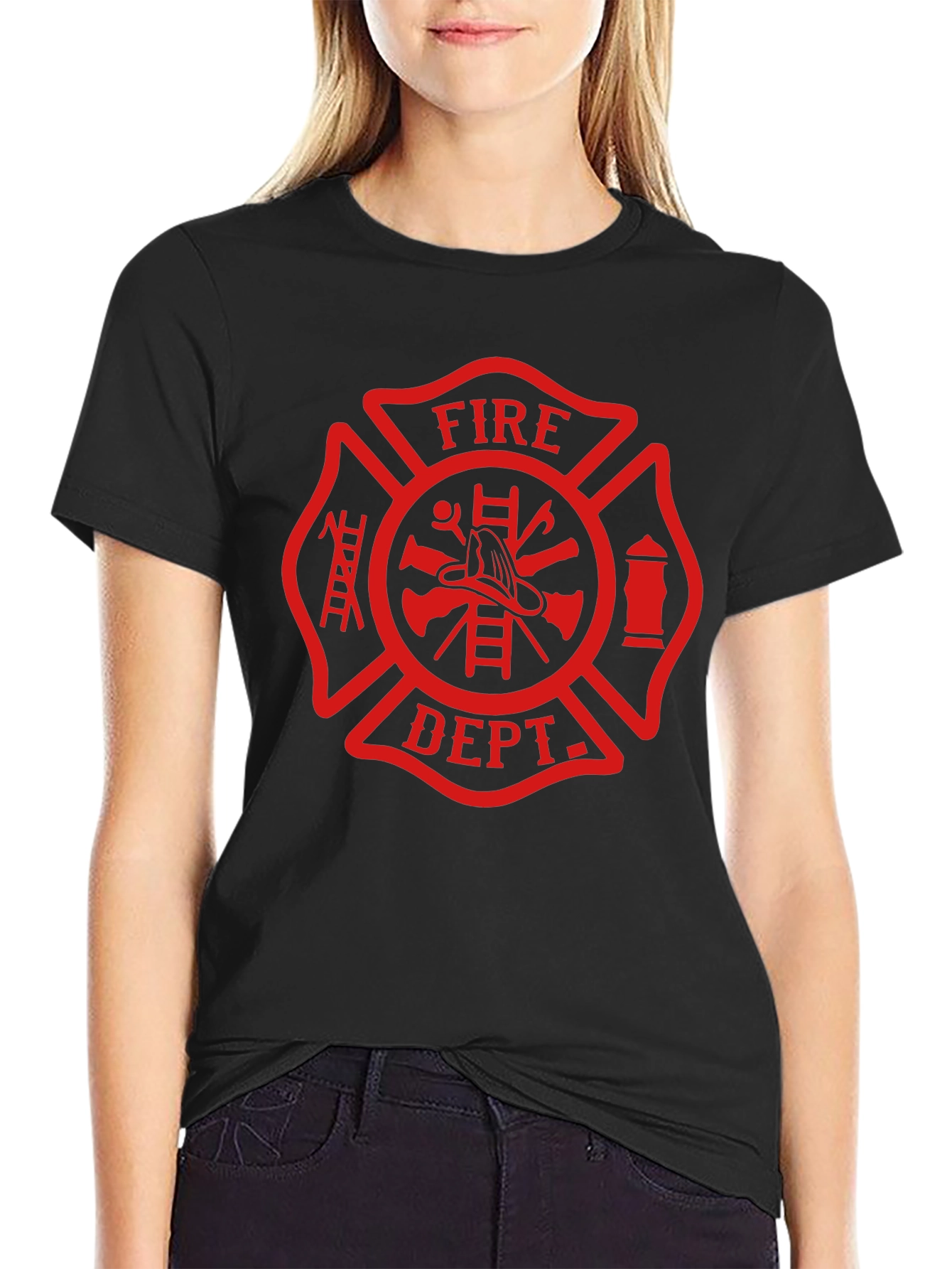 Fire Department Maltese Cross Graphic T-Shirt