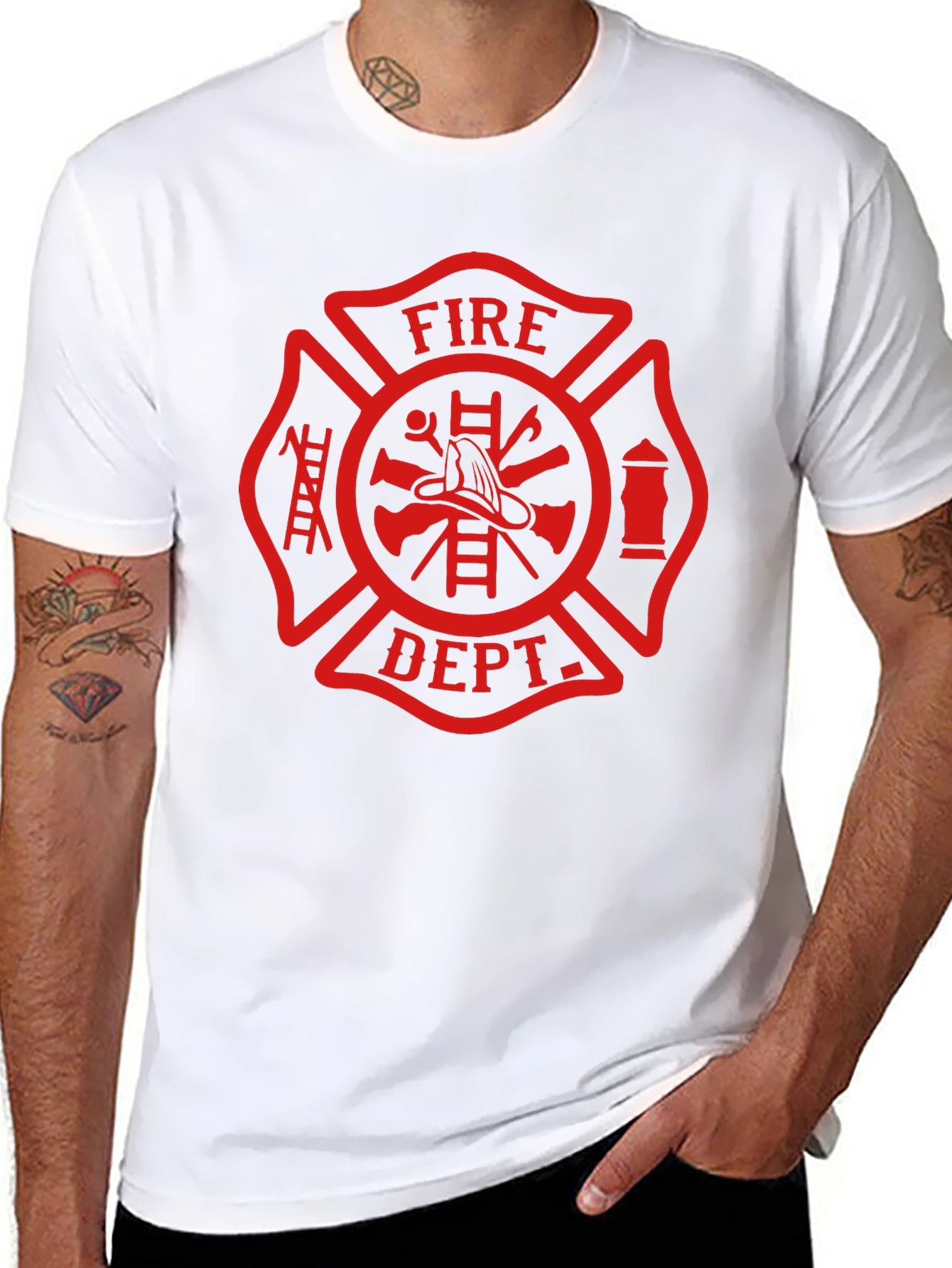 Fire Department Maltese Cross Graphic T-Shirt
