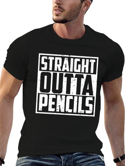 Straight Outta Pencils Graphic Tee - Black Cotton Shirt