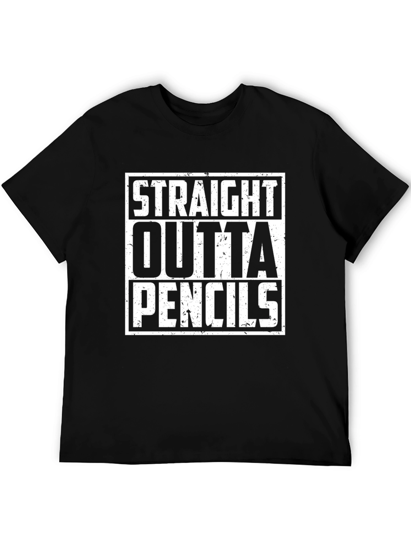 Straight Outta Pencils Graphic Tee - Black Cotton Shirt