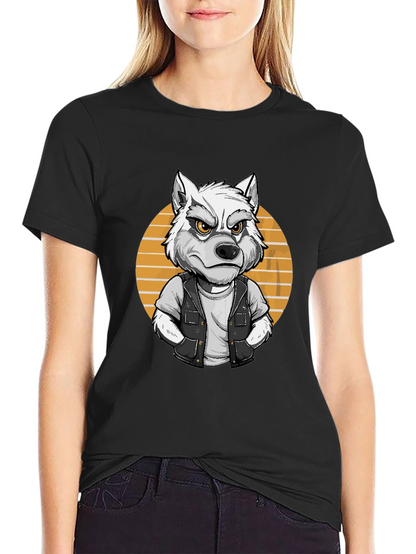 Wolf Graphic Tee - Cool Animal Cartoon Design