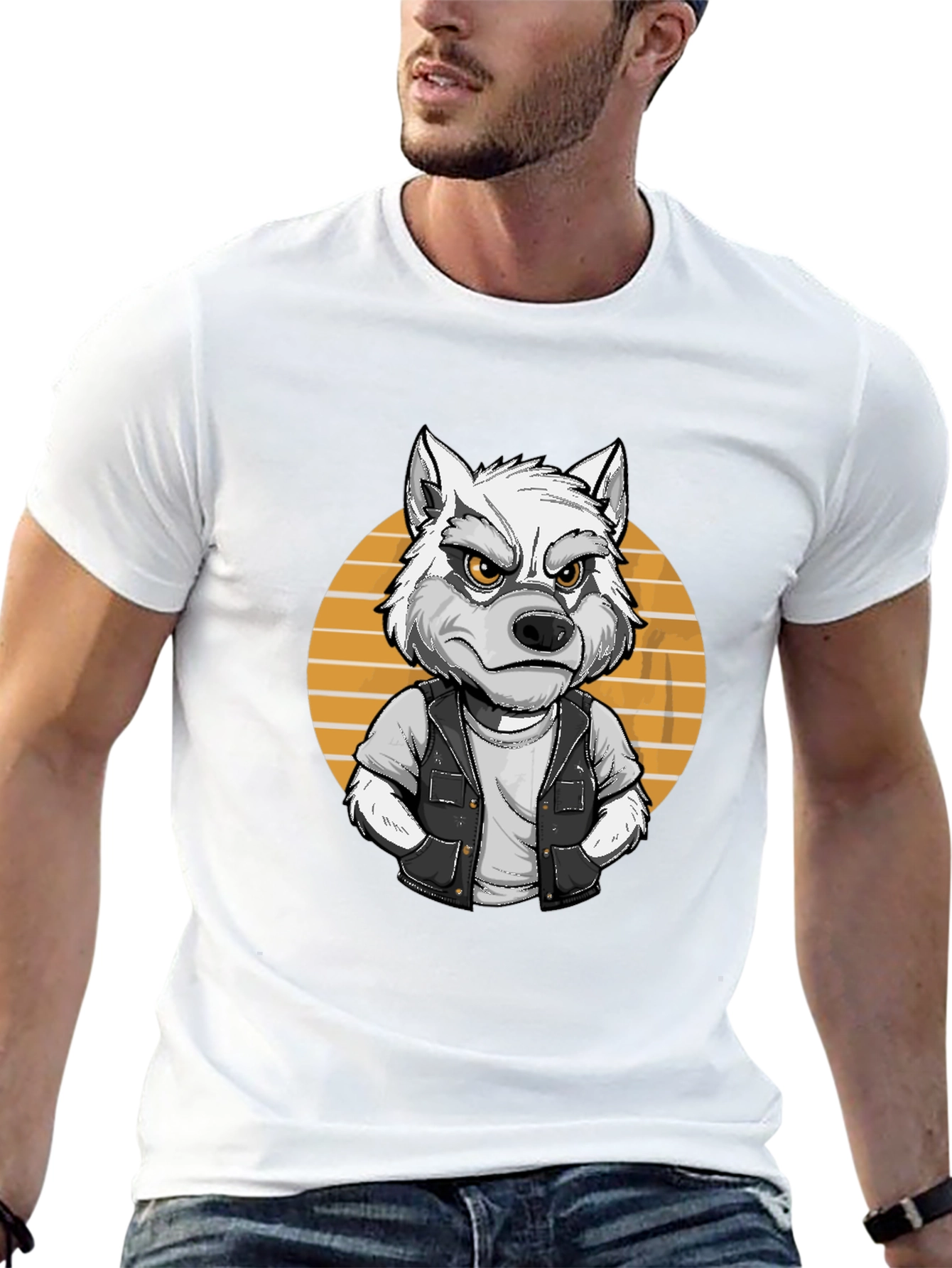 Wolf Graphic Tee - Cool Animal Cartoon Design