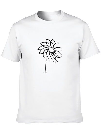 Minimalist Flower Graphic Black T-Shirt
