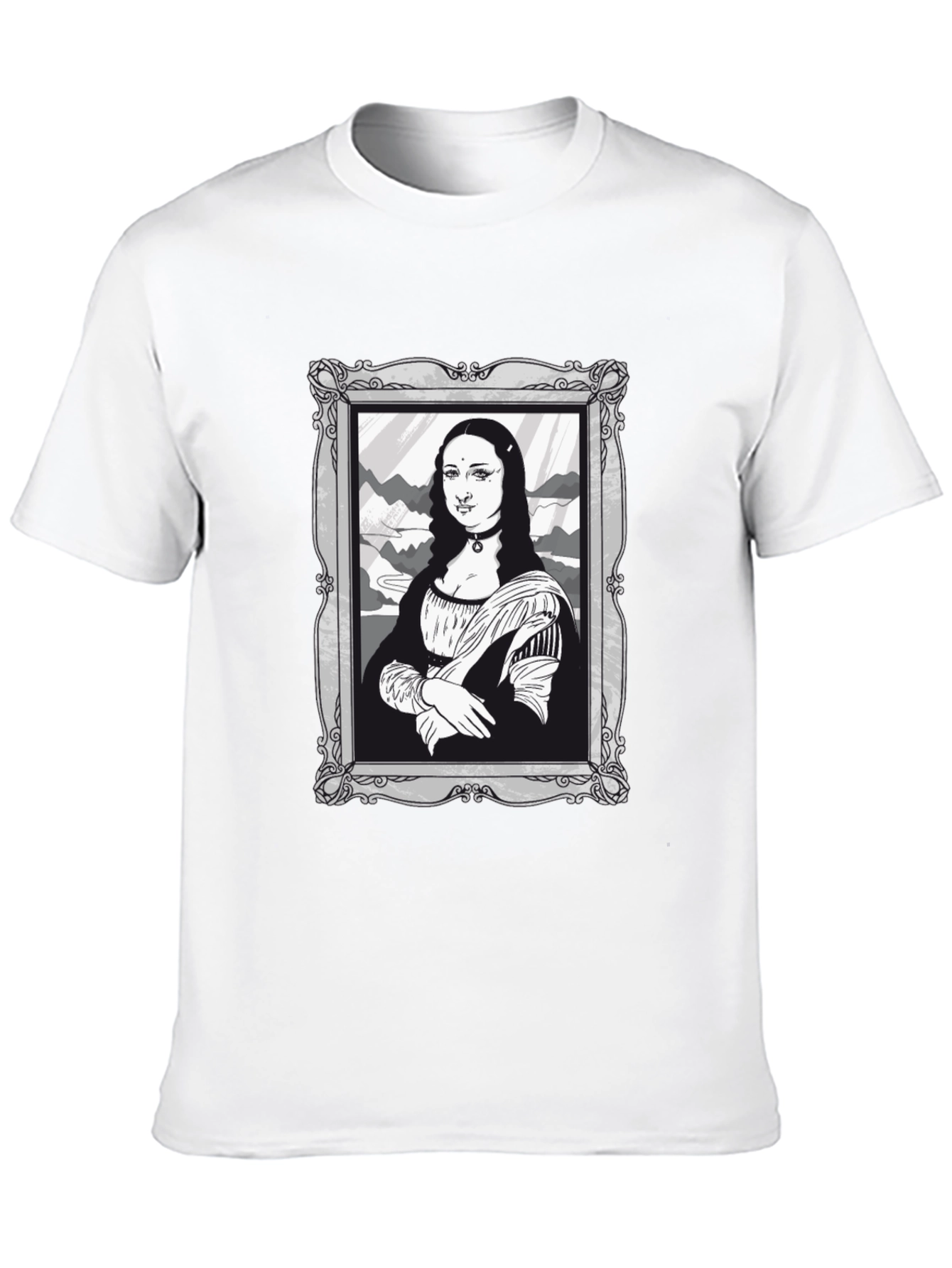 Mona Lisa Graphic Tee - Black Cotton Novelty Shirt