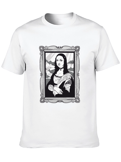 Mona Lisa Graphic Tee - Black Cotton Novelty Shirt