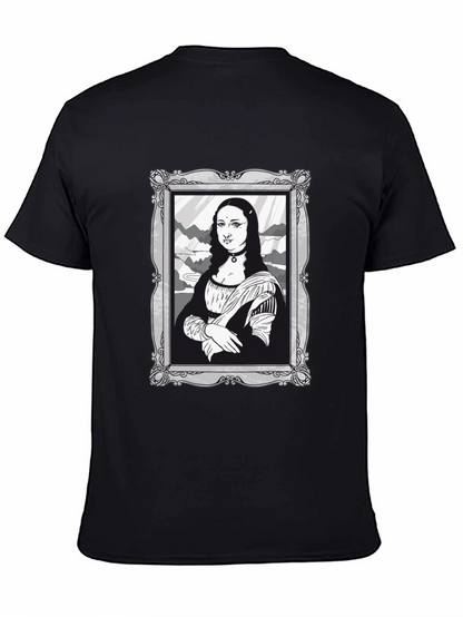 Mona Lisa Graphic Tee - Black Cotton Novelty Shirt