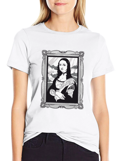 Mona Lisa Graphic Tee - Black Cotton Novelty Shirt