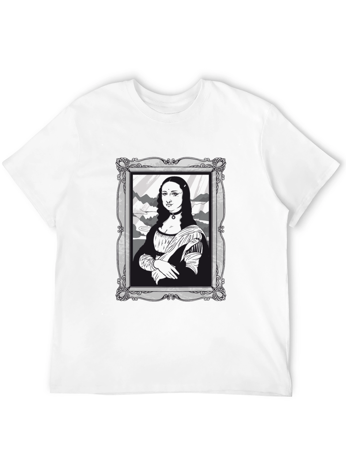 Mona Lisa Graphic Tee - Black Cotton Novelty Shirt