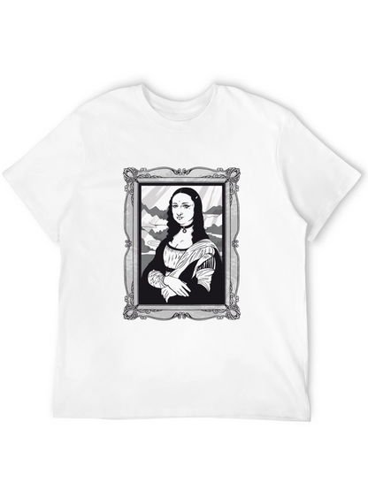 Mona Lisa Graphic Tee - Black Cotton Novelty Shirt