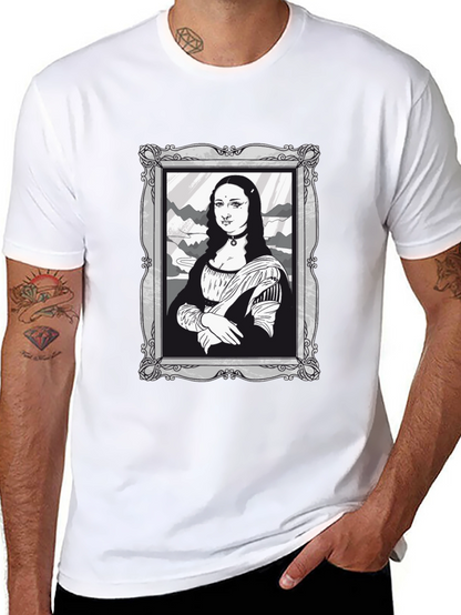 Mona Lisa Graphic Tee - Black Cotton Novelty Shirt