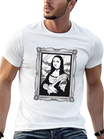Mona Lisa Graphic Tee - Black Cotton Novelty Shirt