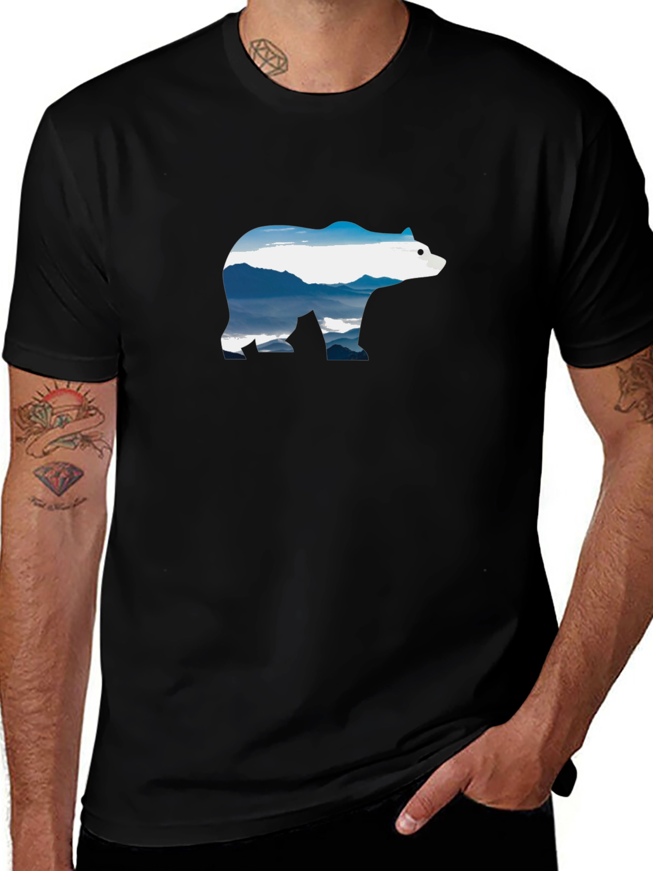 Mountain Bear Graphic T-Shirt - Black