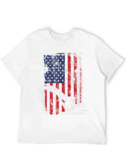 Excavator American Flag Mens T-Shirt