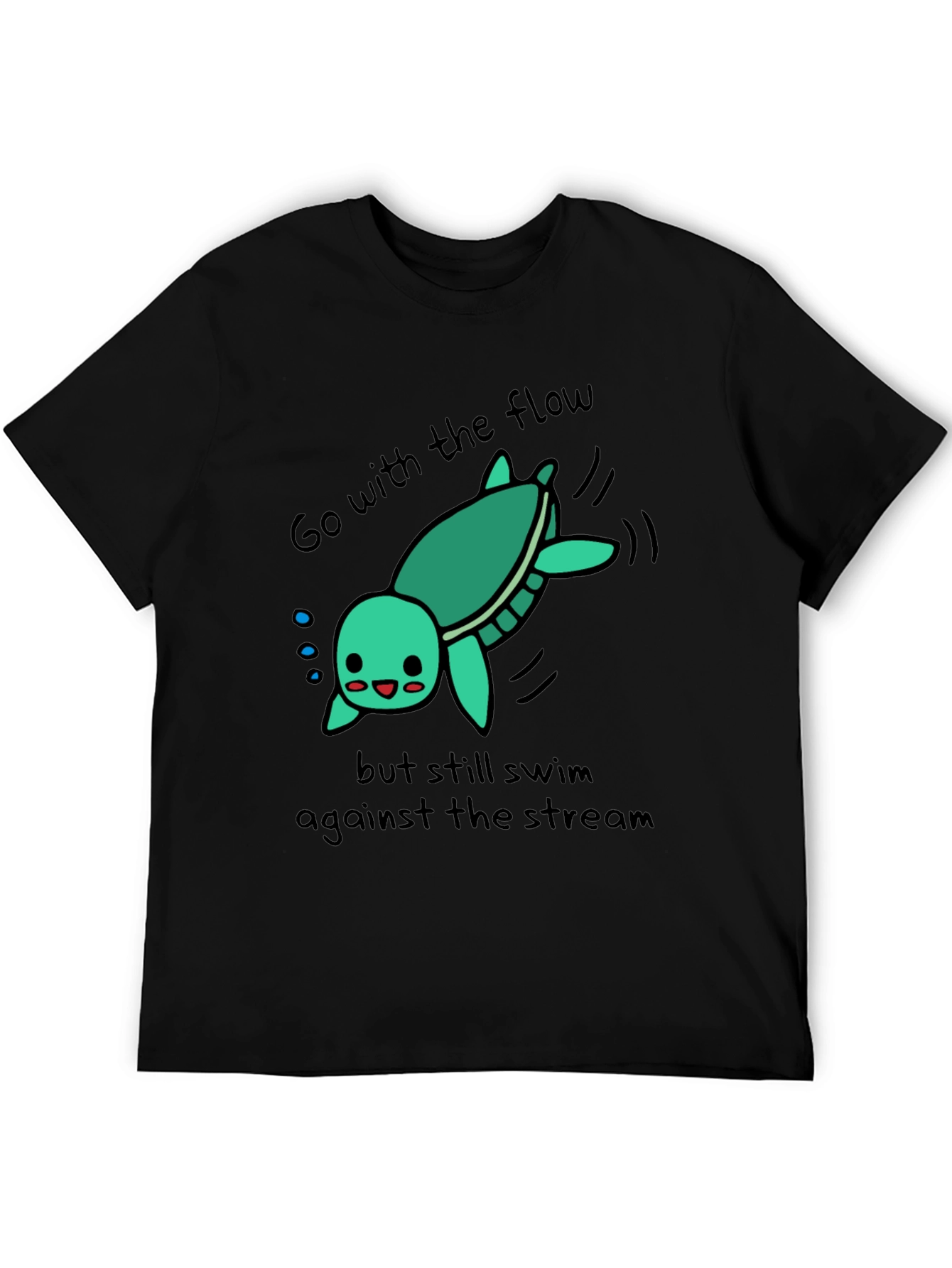 Cute Turtle Go With The Flow Graphic T-Shirt