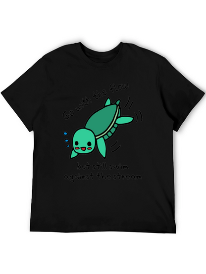 Cute Turtle Go With The Flow Graphic T-Shirt