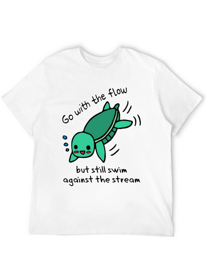 Cute Turtle Go With The Flow Graphic T-Shirt