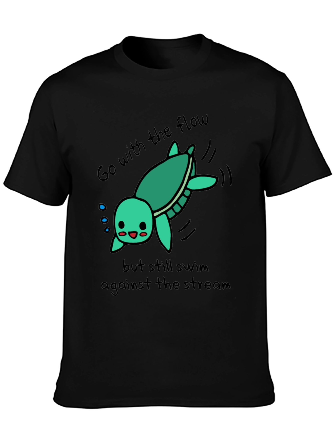 Cute Turtle Go With The Flow Graphic T-Shirt