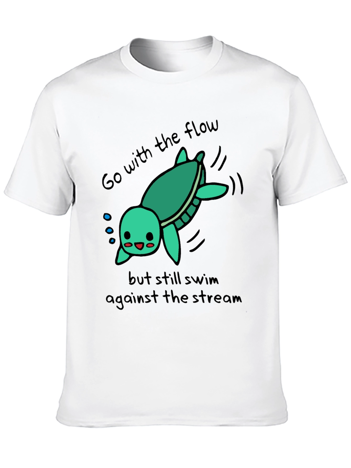 Cute Turtle Go With The Flow Graphic T-Shirt