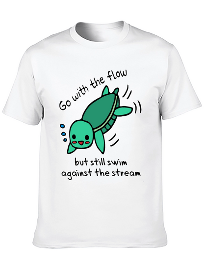 Cute Turtle Go With The Flow Graphic T-Shirt