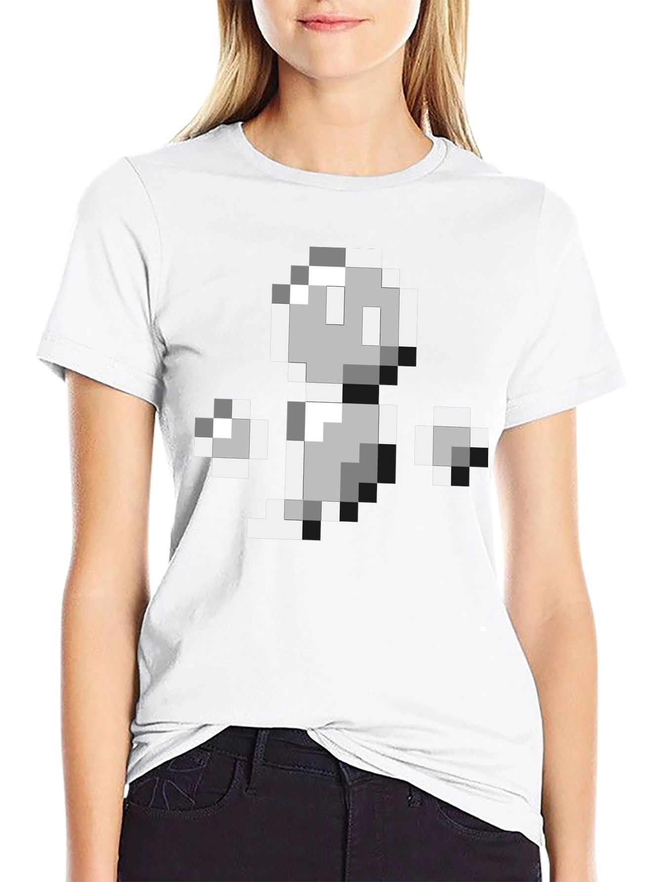 8-Bit Ghost Graphic Black T-Shirt
