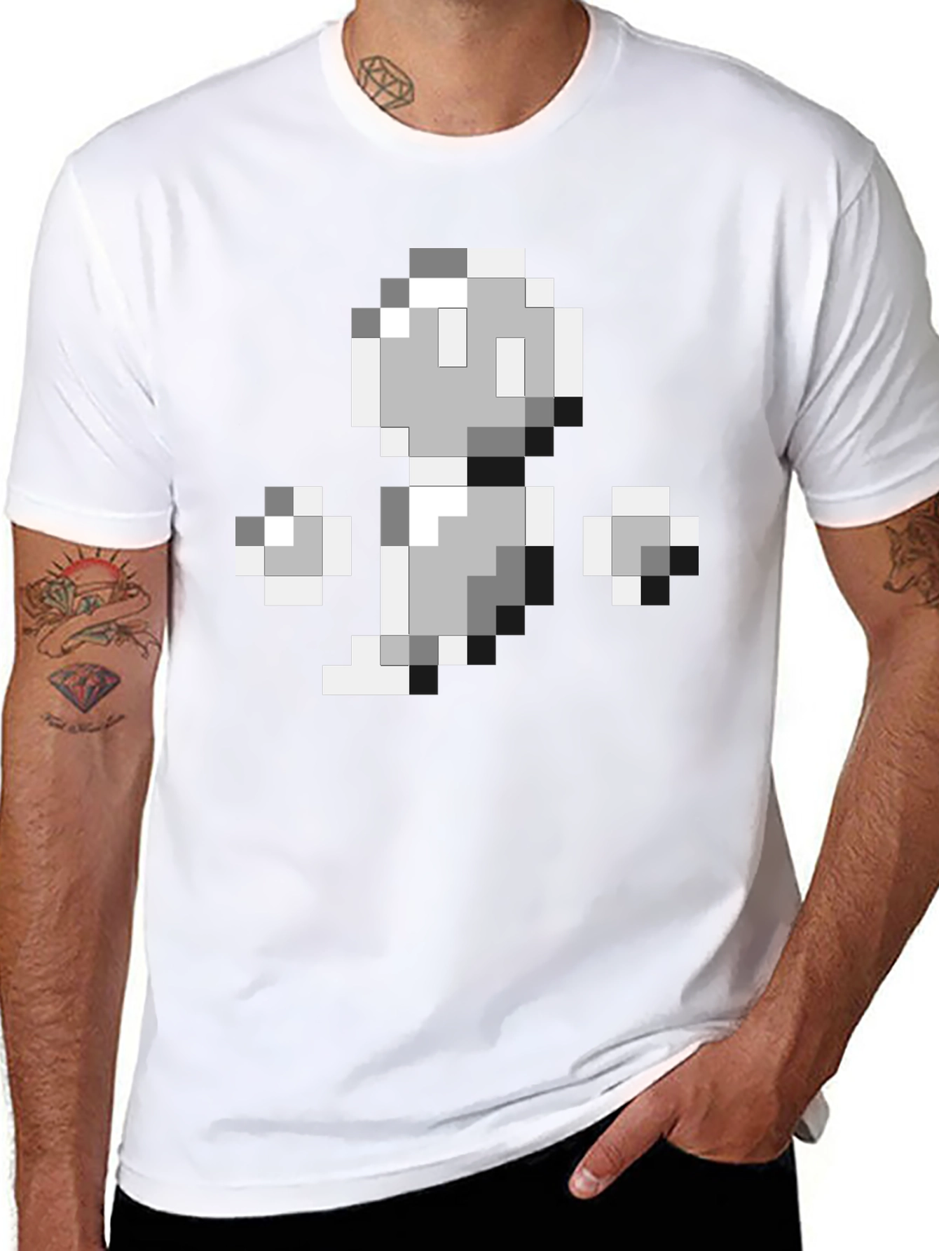 8-Bit Ghost Graphic Black T-Shirt