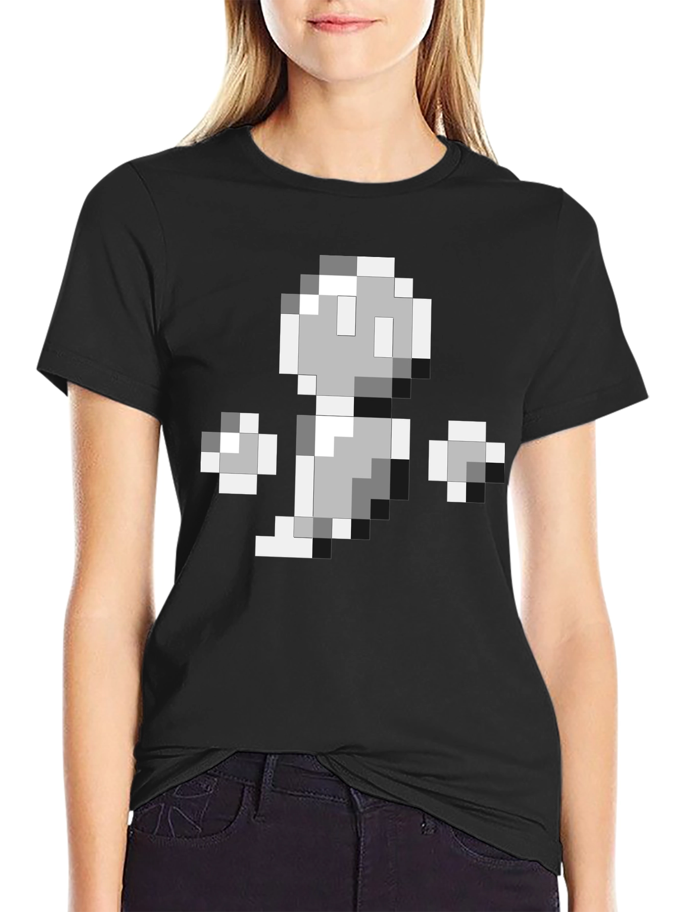 8-Bit Ghost Graphic Black T-Shirt